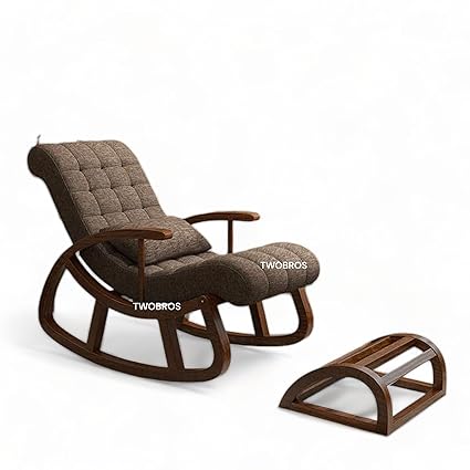 Urbane Crafts Handmade Wooden Rocking Chair/Relax Chair with Cushion Comfort and Footrest for Adults for Reading/Relaxing for Home