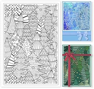 GLOBLELAND Christmas Pine Forest Background Clear Stamps Winter Comic Pine Trees Silicone Clear Stamp Seals for Cards Making DIY Scrapbooking Photo Journal Album Decoration