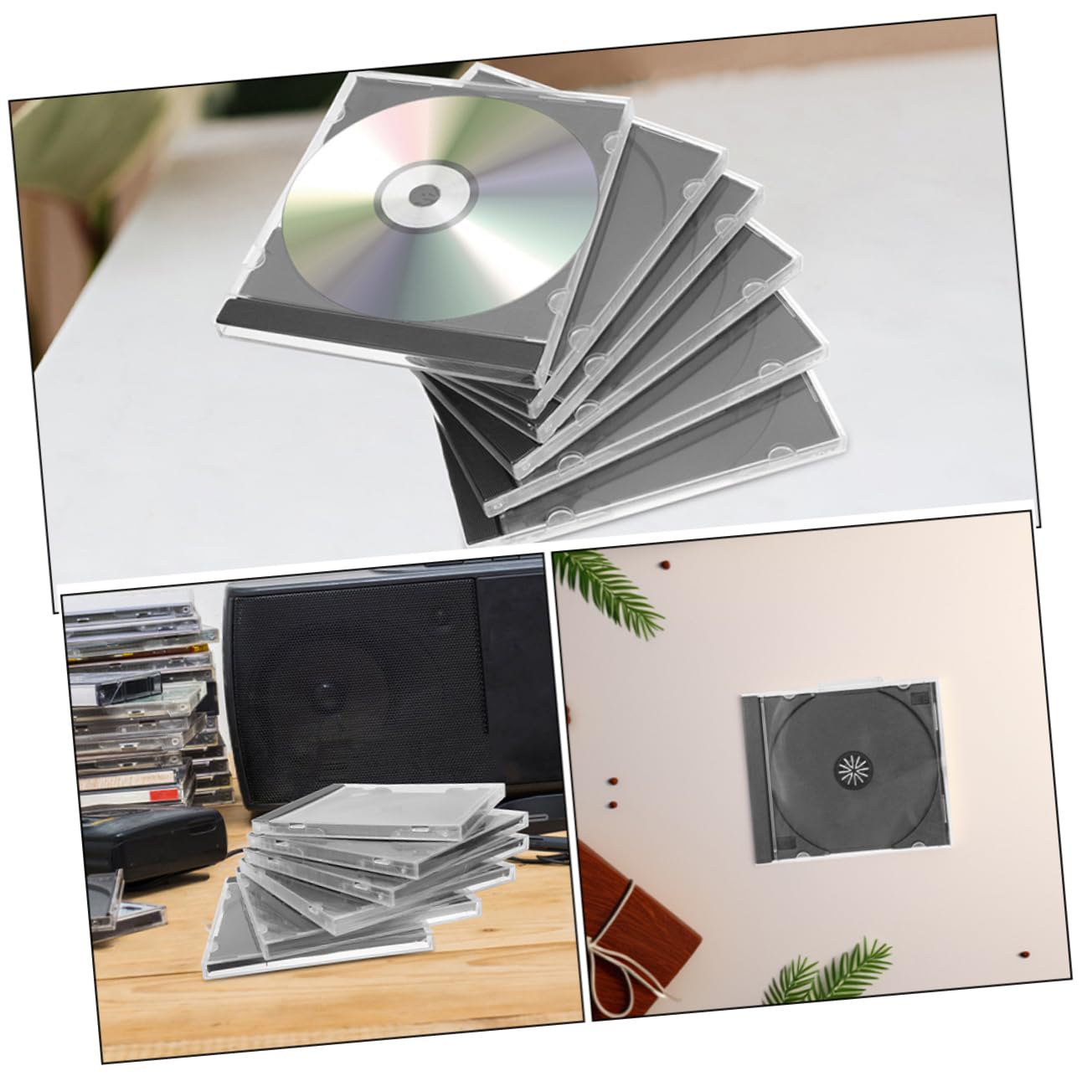 Yardenfun Custodia Trasparente e Facile da Identificare in Plastica per CD e Dvd 10 Pezzi Impilabile per L'organizzazione lo Storage Domestico