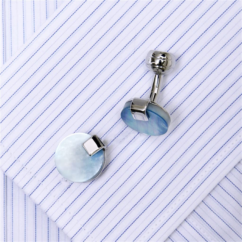 Camisas Gemelos para Hombre Gemelos De Concha Azul Botones Boda Novio Invitado Camisas Gemelos Accesorios