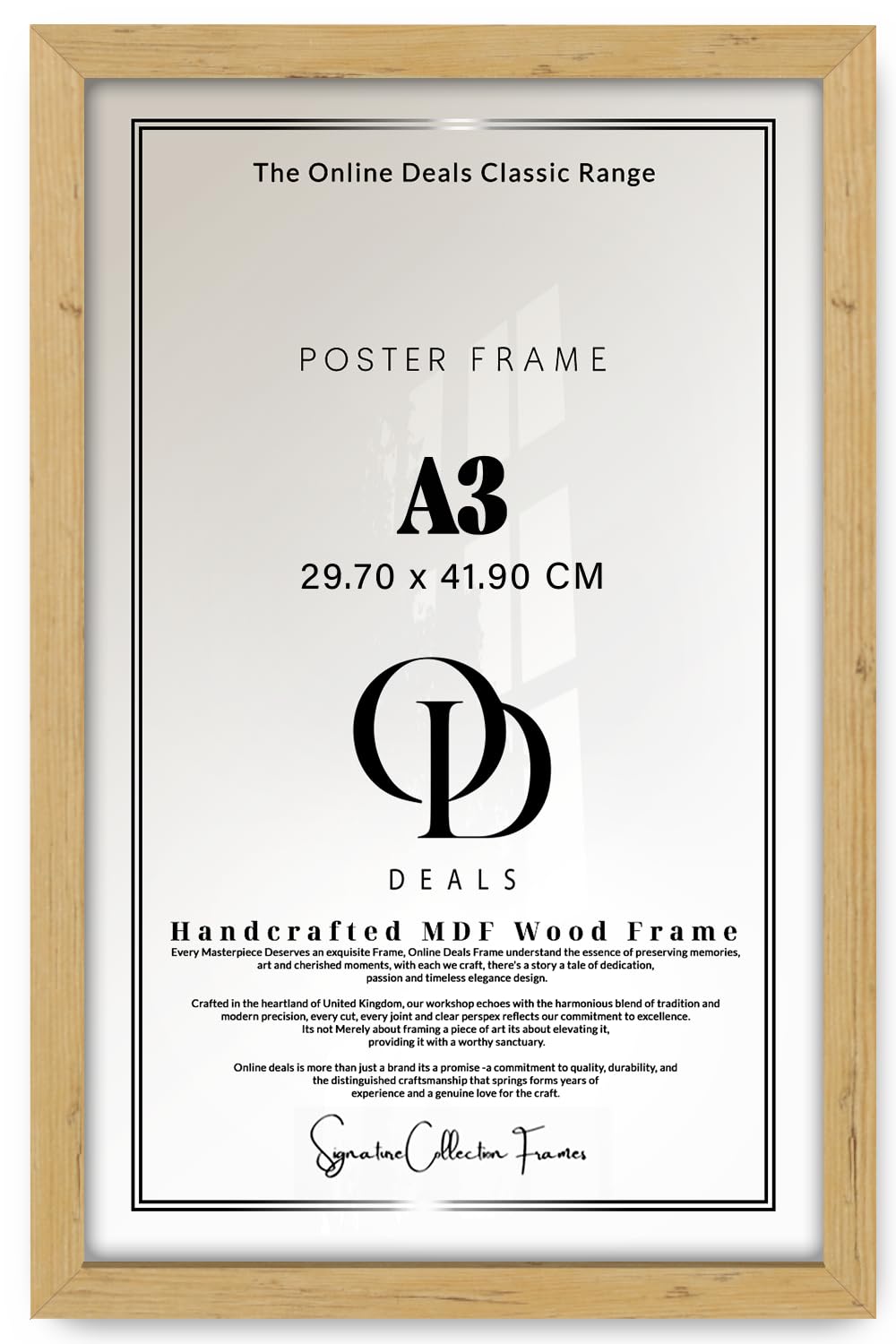 OD Deals — Sophisticated A3 (29.70 X 41.90 CM) Wall Frame | Perspex Clear Vertical—Horizontal Display — Enhances The Aesthetic Of Your Living Room | 16 X 11 Inch Pine With Slim Profile