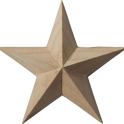 Ekena Millwork ROS02X02GLRW Galveston Star Rosette, 2 34"W x 2 34"H x 12"P, madera de caucho