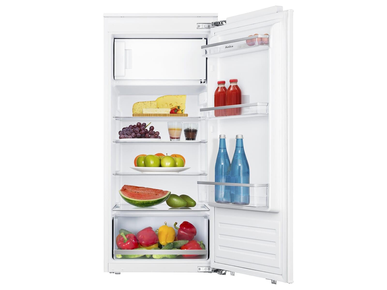 Amica Einbau Kühlschrank 179 L 122,1x54x54 cm EKSX 362 231 | 1220 mm Nische, 163 L Kühlteil, 16 L Gefrierteil, Festtür-Technik, Inverter Kompressor, Tür-Offen-Alarm