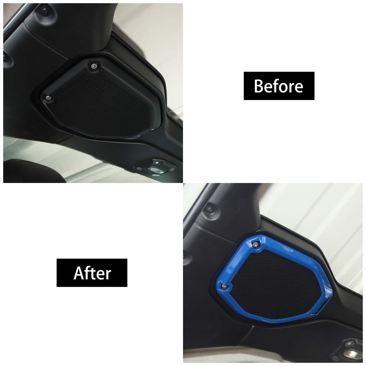 RT-TCZ Inner Top Roof Speaker Cover Trim Decor ABS Accessories for Jeep Wrangler JL JLU 2018-2023 & for Jeep Gladiator JT, for Jeep JL Interior Accessories(Blue)