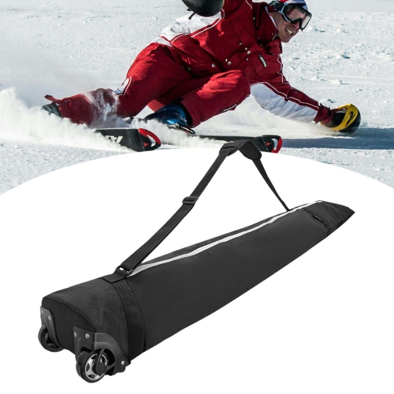 Ski/Snowboardtasche mit Rollen, Verstellbarem Schultergurt, Reißverschluss, Wasserdicht, für Damen Und Herren, Inklusive Schutzhülle Und Skizubehör