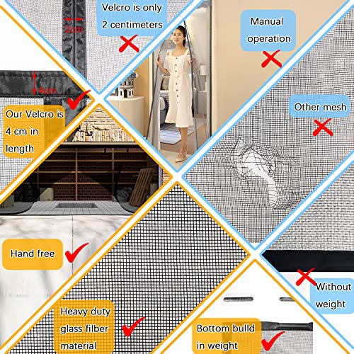 Fiberglass Magnetic Garage Screen Door - Double 16X7Ft (2 Car) Hands Free Mesh Screen Door，Diy Retractable Garage Door Screen With 6 Roll Up Starps (Fit 16 Ft W * 7 Ft H-A) #TOP3