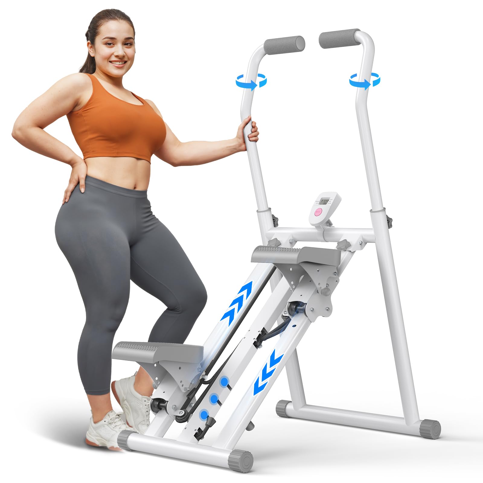 MERACH Upgraded Stair Stepper Exercise Machine for Home Gym, Foldable Vertical Stair Climber with Adjustable 3 Level Resistance, Extended Step Range