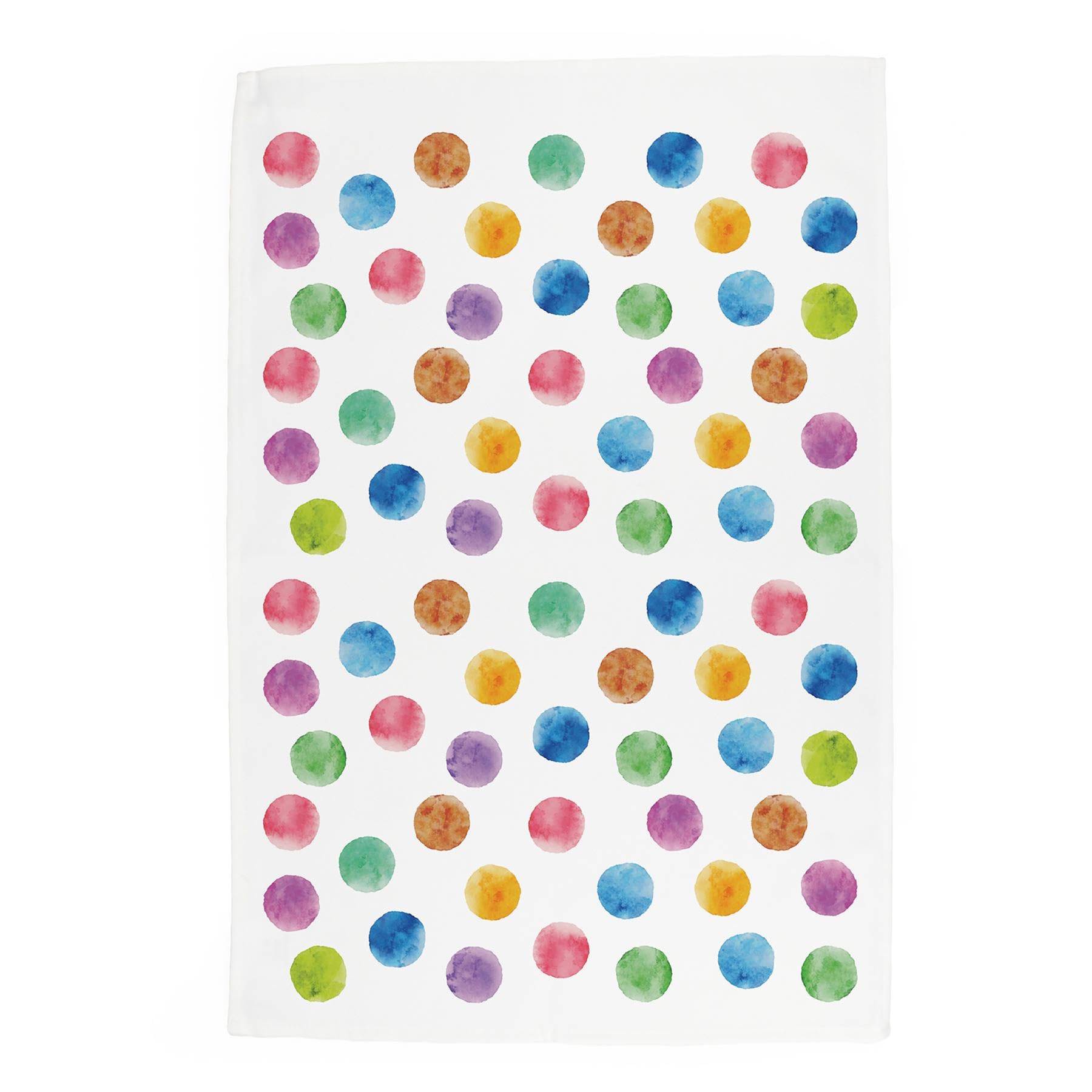 Purely Home Polka Dots Tea Towel - Multicoloured Rainbow Spots - Panama Cotton Kitchen Dish Towel/Drying Cloth - 67cm x 45cm Gift/Present