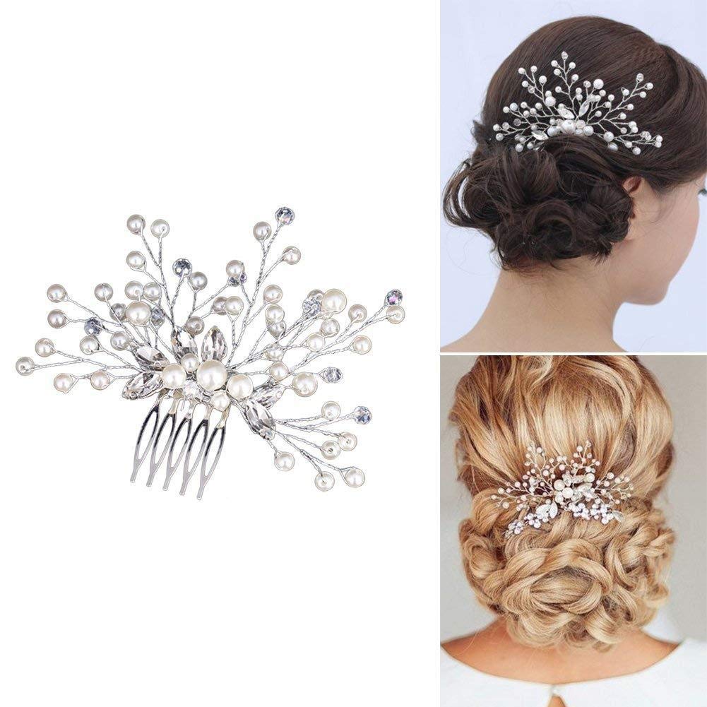 Bridal Hair Clips Flower Style Hair Comb Retro Elegant Pearl Bridal Headpiece Wedding Accessories for Women Ladies