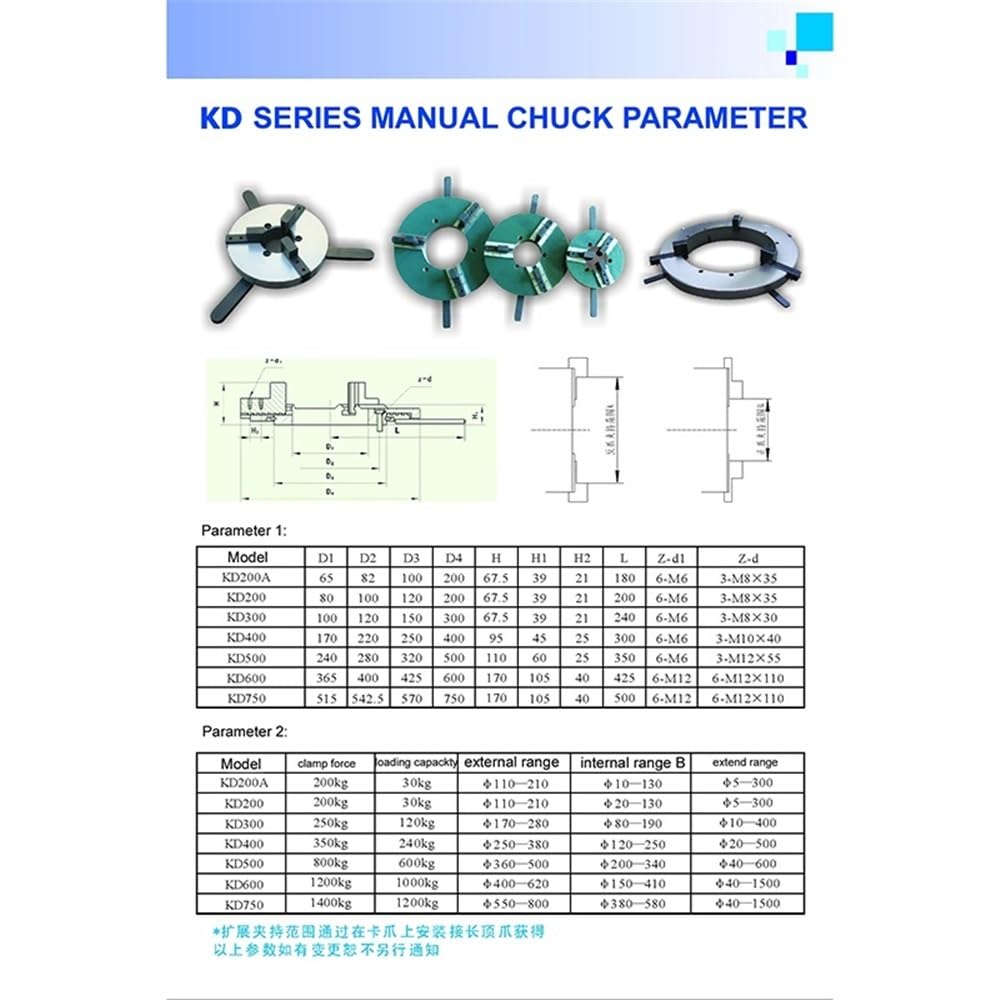 D200 200mm Autocentrante 3 Griffe Mandrino per Tornio Manuale Posizionatore di Saldatura Accessori Foro Centrale 80mm Gamma di Morsetti