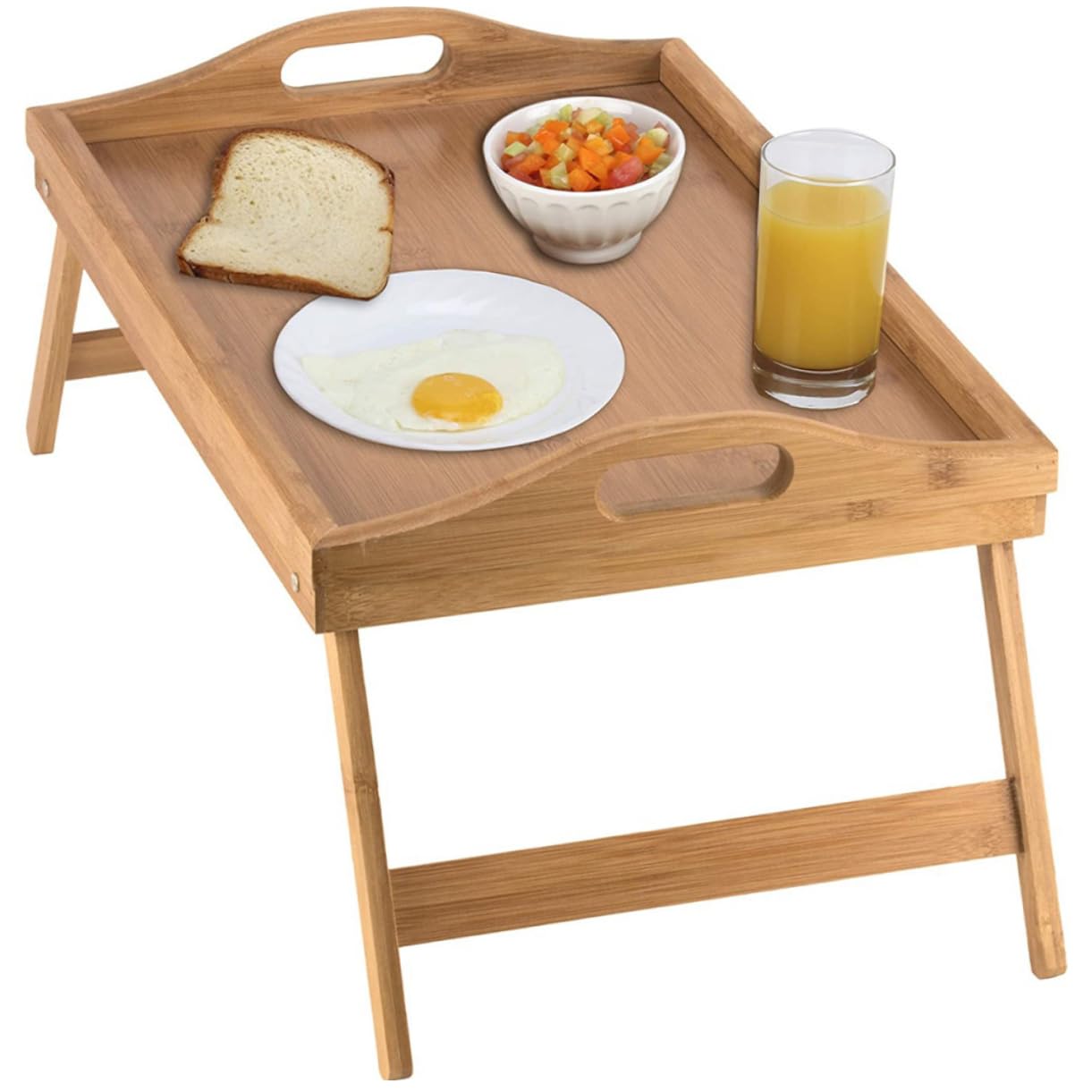 Sosoport Vassoio Letto Pieghevole in Legno con Maniglie e Supporto per Laptop per Piccoli Spazi