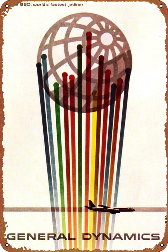 General Dynamics Convair Poster Poster Vintage Tin Sign for Bar Cafe Office Home Wall Decor Gift 12 X 8 inch