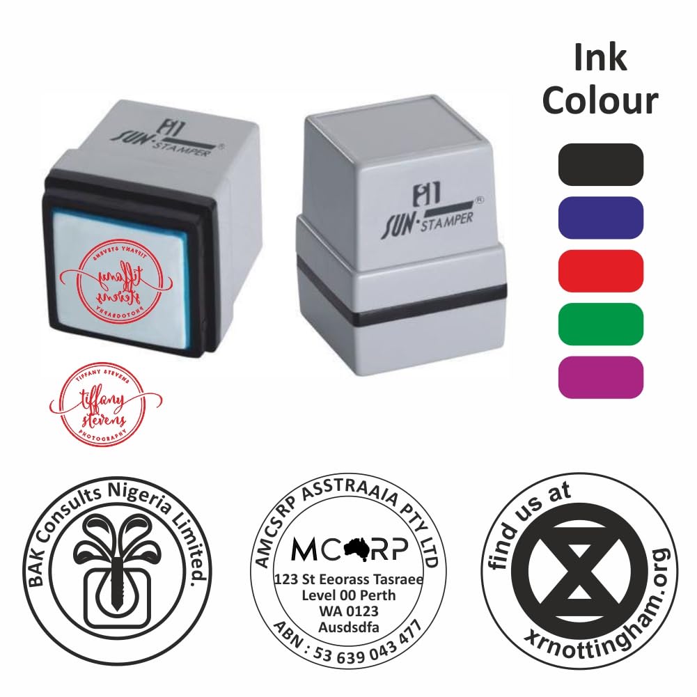 Sign Print Lab Personalized Rubber Stamp Custom Rubber Stamp for Business || Up to 4 Lines of Text || Company Stamp Small Size (43x43mm) Round Stamps || 10 Fonts to Choose