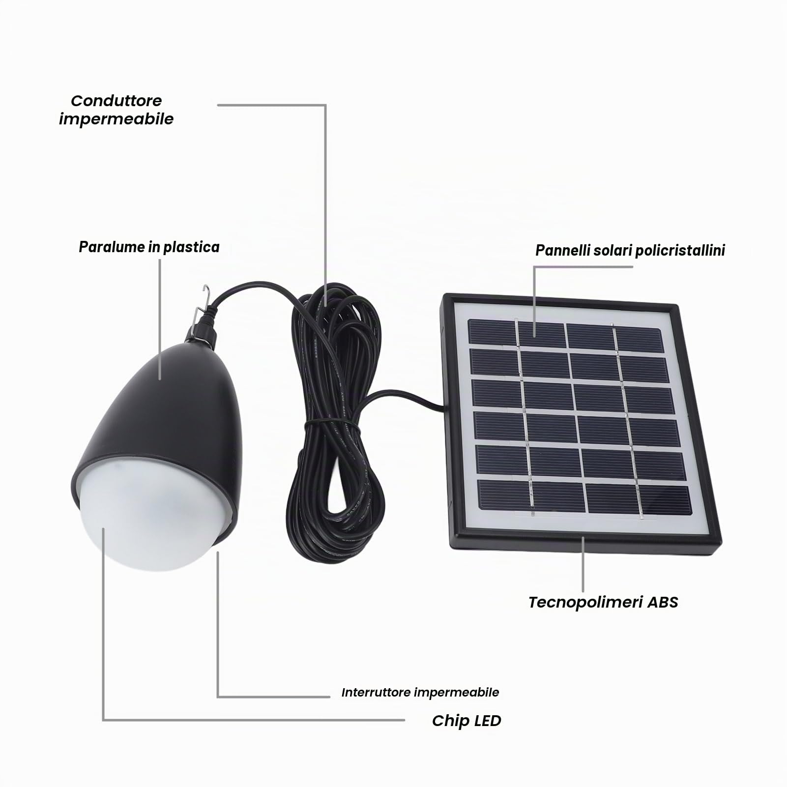 Lampadine Solari per Pollaio, Lampada Solare a LED per Esterni, Lampada Portatile Ricaricabile a Energia Solare per Tenda da Campeggio