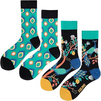 2 Pairs Cartoon Animal Crew Socks Fun Cotton Mid Calf Socks for Women