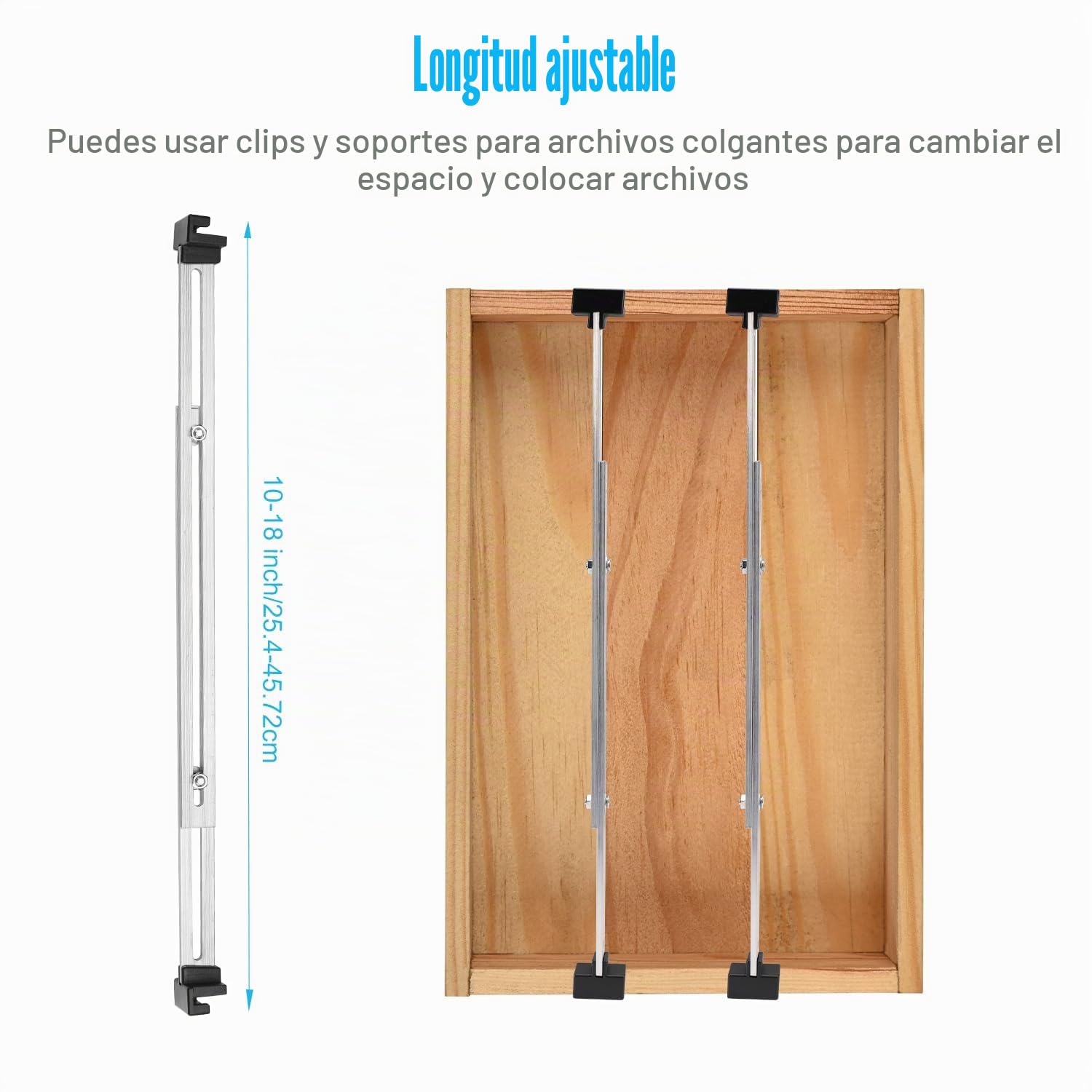 Juego de 13 rieles para archivador, 4 rieles ajustables para archivador y 8 clips de riel para colgar archivos, 1 destornillador Phillips, separadores de gabinete, barras de archivos, marco de carpeta