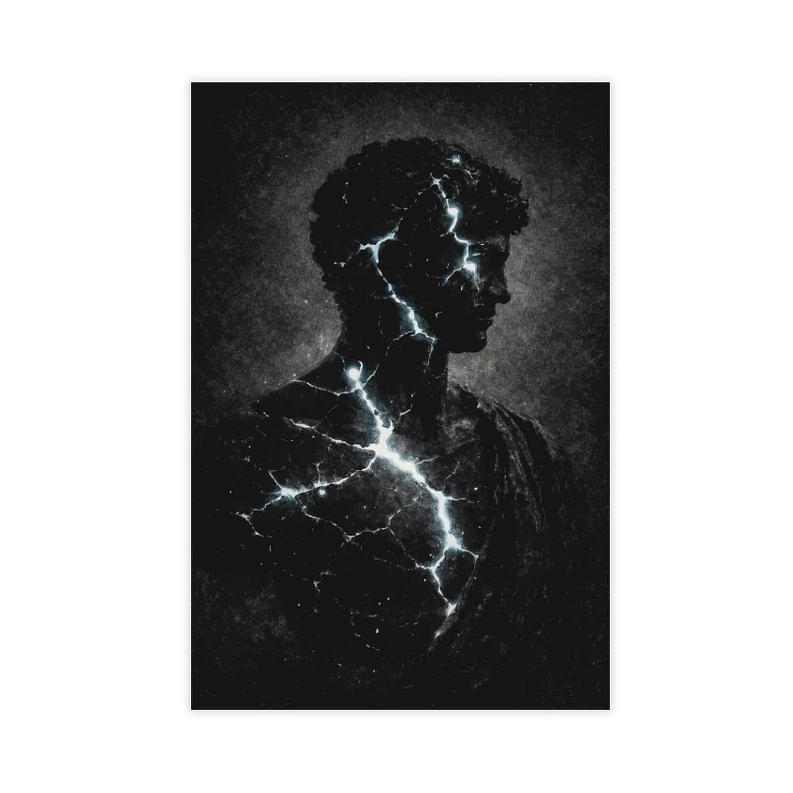 MRYCQ Roman Bust Lightning Poster Canvas Poster for Bedroom Decor Gift