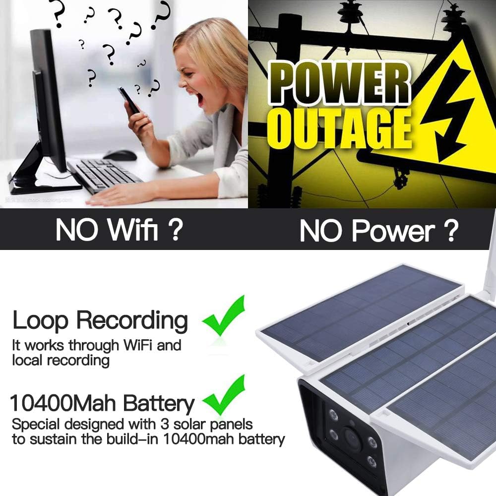Top Brands P Panoraxy Wifi Security Solar Camera Outdoor, 10400mAh Battery Powered, 100% Wire-Free, 1080P 35fts Night Vision, Dual-way Talk, Motion Activated, IP66 Waterproof, Instant Push, Free APP No Extra Fee