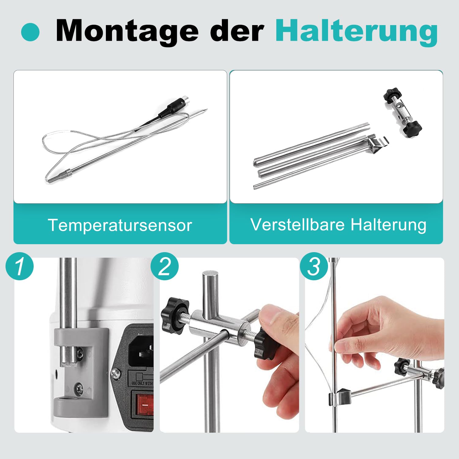 JOANLAB Magnetrührer mit Heizhaube 1000ml, 350W Labor-Thermostat mit Digitalanzeige, Temperatursonde & Timer-Funktion