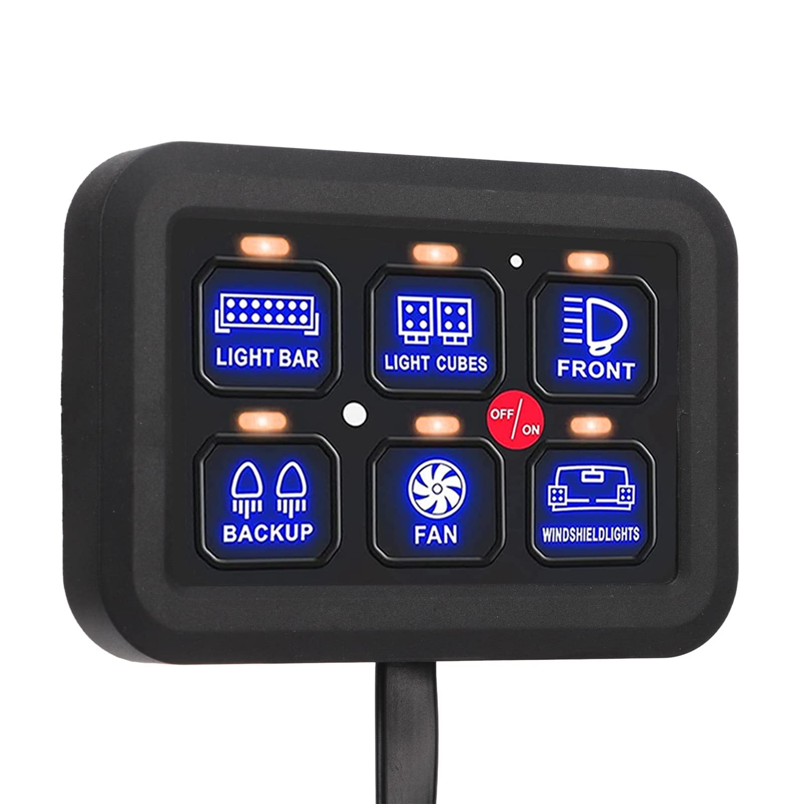 Panel de Interruptores de 6 Bandas, LED Regulable Automático Encendido y Apagado Panel de Interruptores de Automóvil Panel de Control Táctil LED Universal para Camión, Barco,