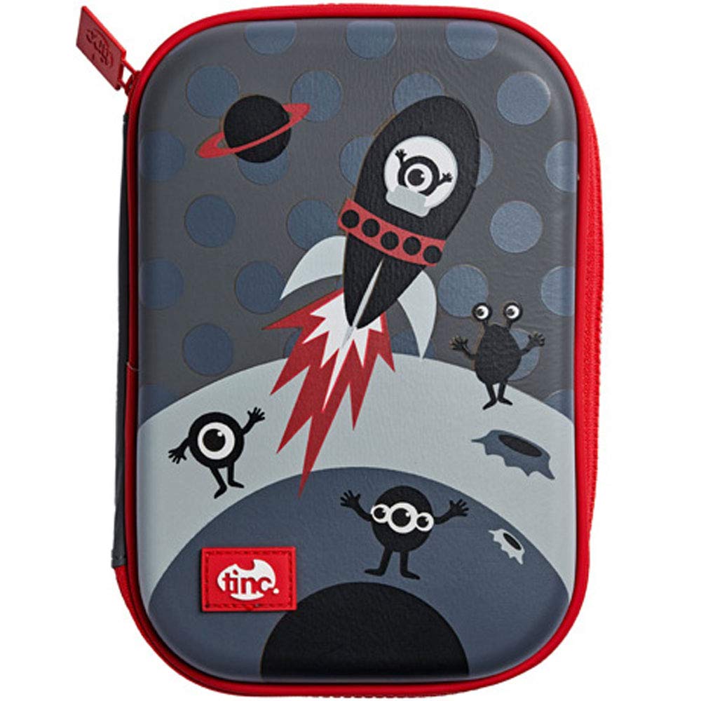 Tinc XHTPCSBK Large Rocket Design Durable Multi-Compartment Hardtop Pencil Case