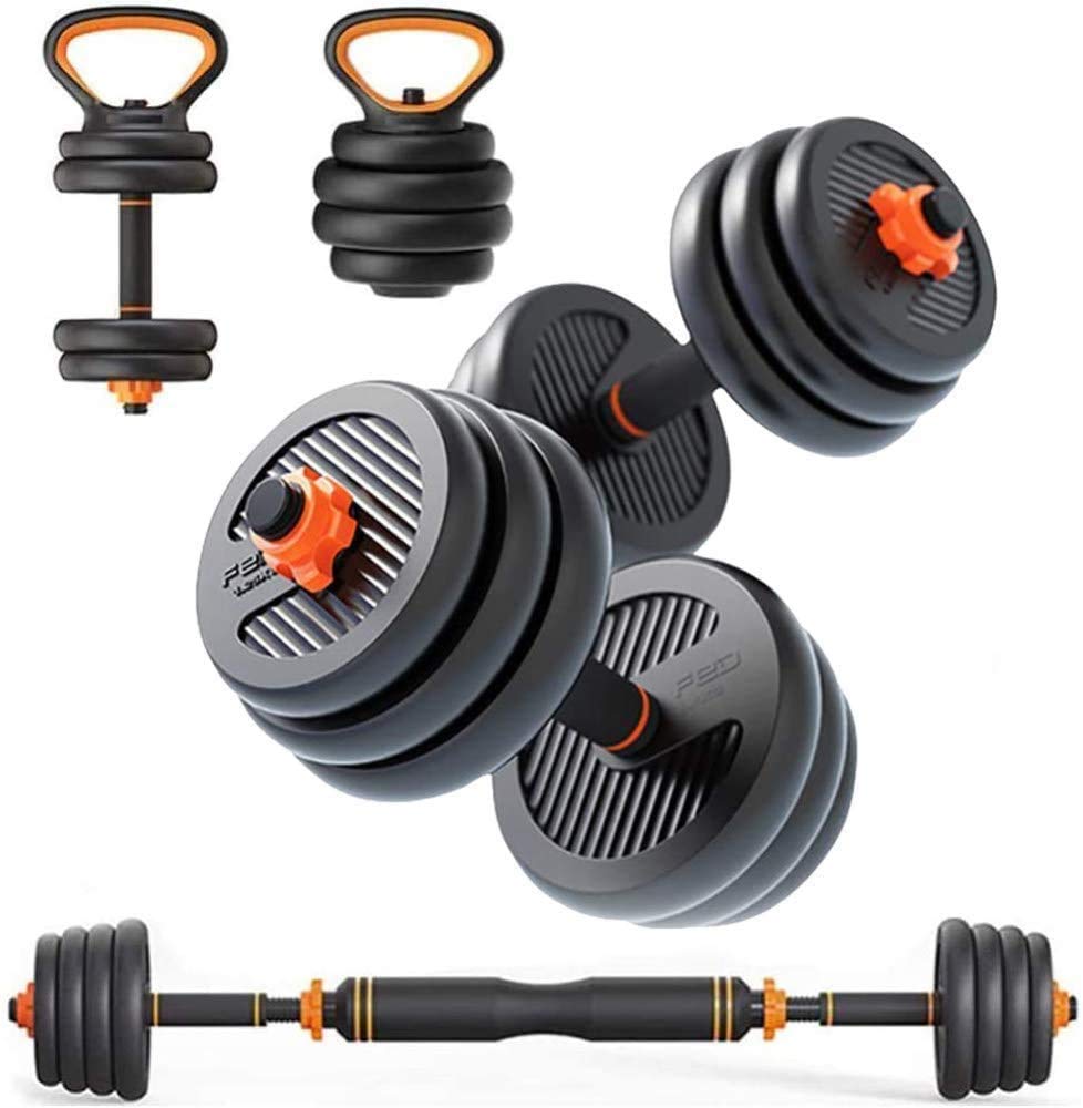 SKY LAND 4-in-1 Adjustable Dumbbell, Barbell, Kettlebell & Push-Up Set for Strength Training, 15KG Dumbbell Set, Anti-Skid Handle, Environmentally Friendly Material, EM-9268-15