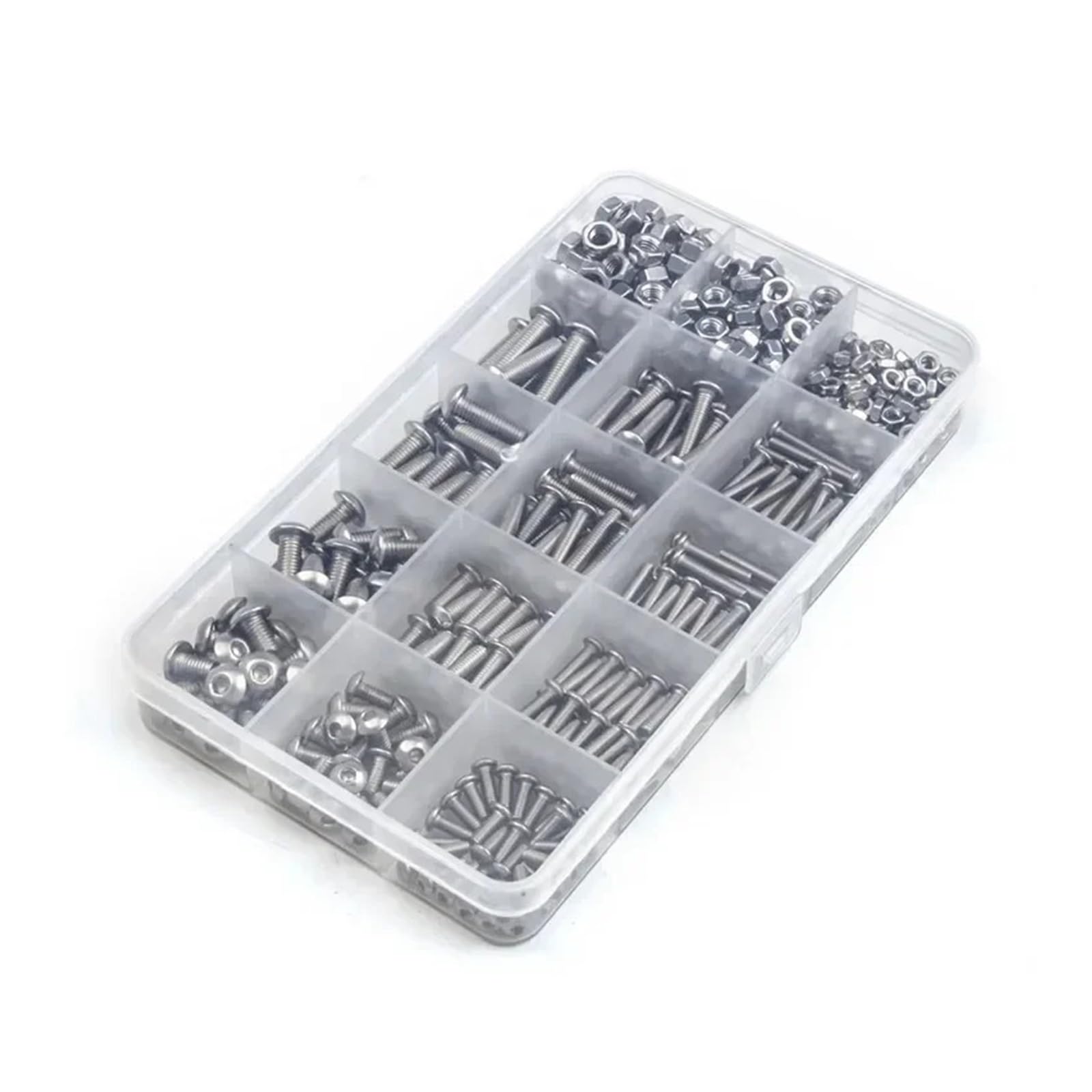 Juego de pernos y tuercas de 515 Uds M3 M4 M5 tornillos de cabeza de botón hexagonal de acero inoxidable Kit surtido de tornillos