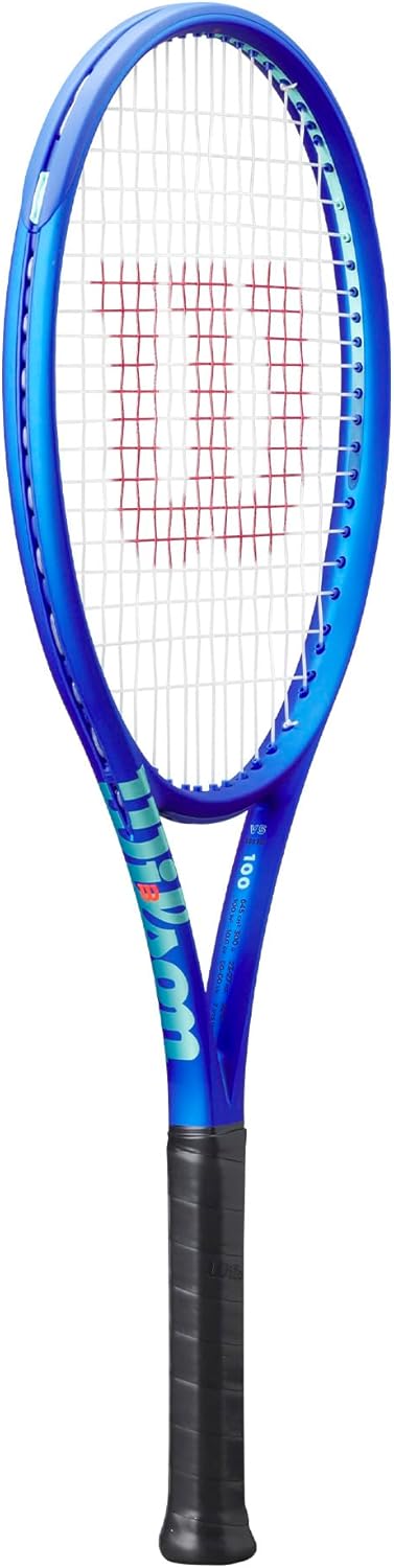 Wilson Ultra 100 V5 Adult Performance Tennis Rackets - Strung with Sensation 16 Natural at Mid Range Tension