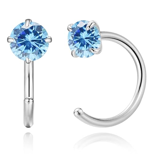 GLLBTPT Small Huggie Half Hoop Earrings CZ Tiny Cartilage Hypoallergenic Stud Earrings for Women Teen Girls (blue)