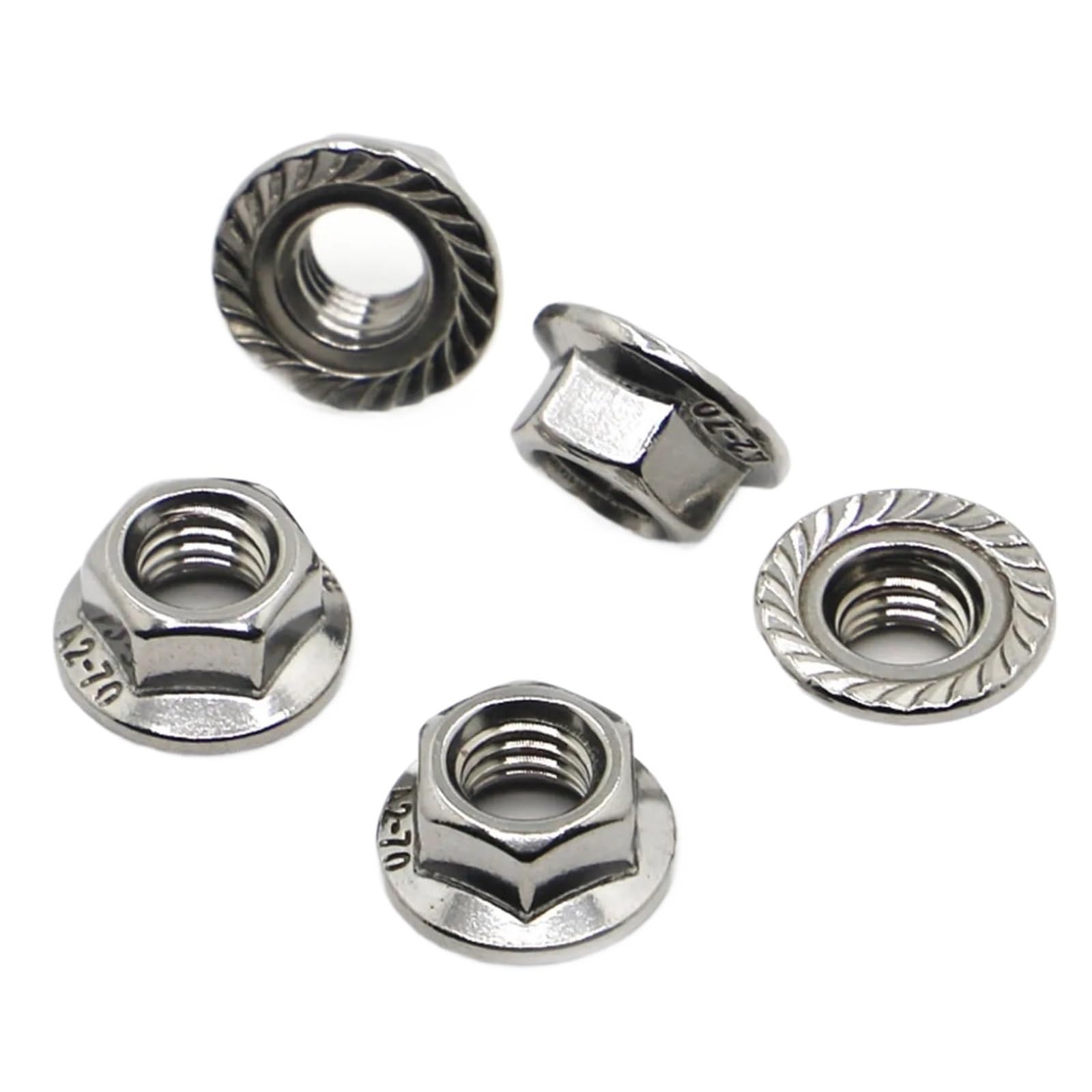 Gezahnte Flansch-Sechskantmuttern 304 Edelstahl A2-70 Spinlock M3-M12 DIN6923
