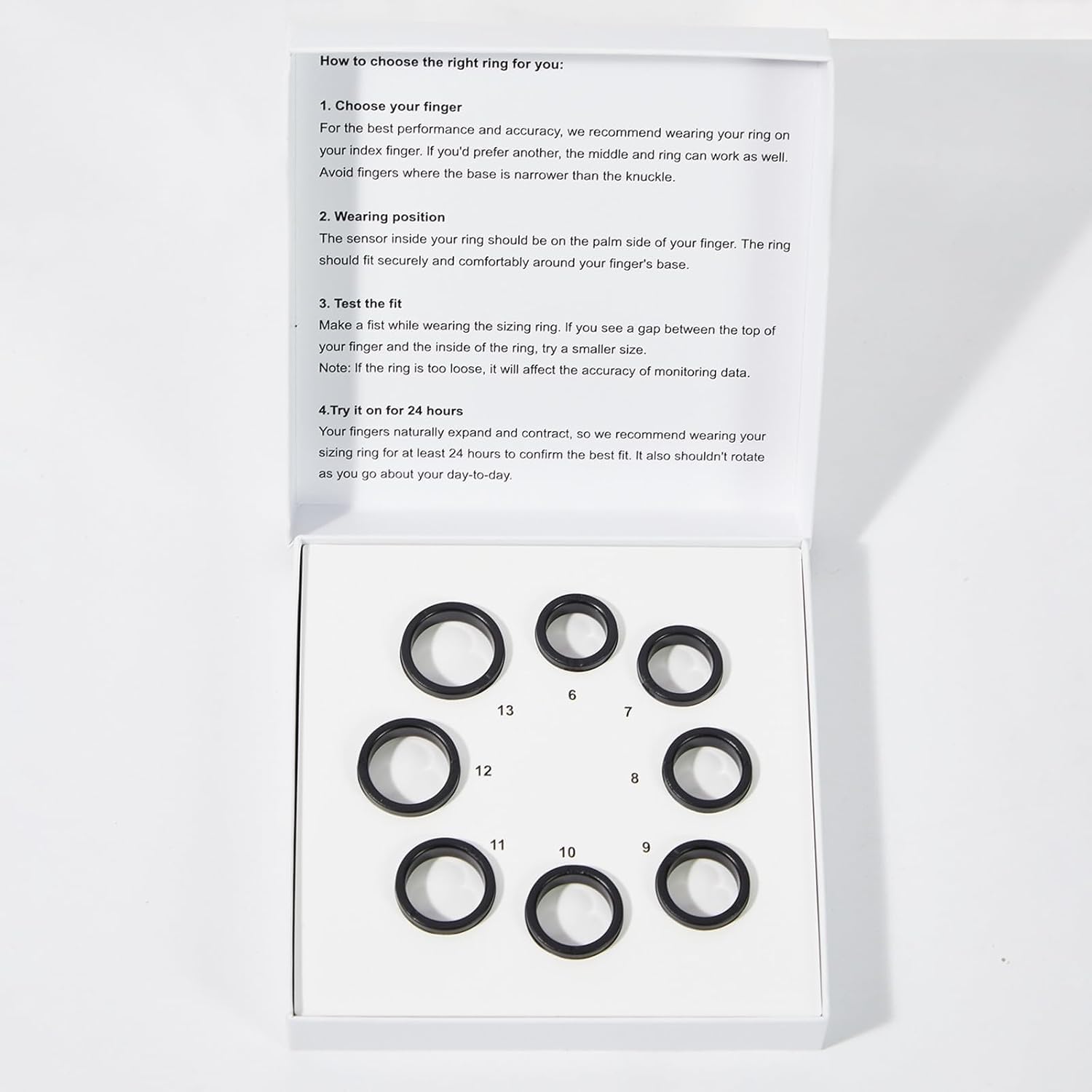 Ring Health Tracker for Women Men, Fit Ring with Heart Rate, Blood Oxygen, Sleep Monitor, Calories, Step Counter, IP68 Waterproof Smart Ring for iPhone &amp; Android, No Subscription Fee (Sizing Kit Only)