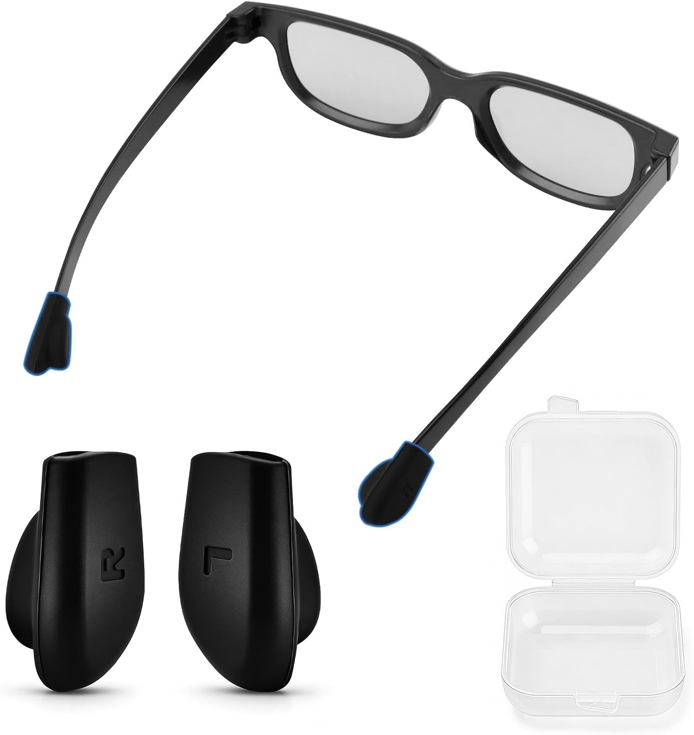 Eyeglass Ear Grip Compatible with Ray Ba-n Meta Wayfare-r/Skyler/Headliner & Gen 2 Smart Glasses Accessories, Non-Slip Silicone Elastic Eyeglasses Retainers(COLOR:Black)