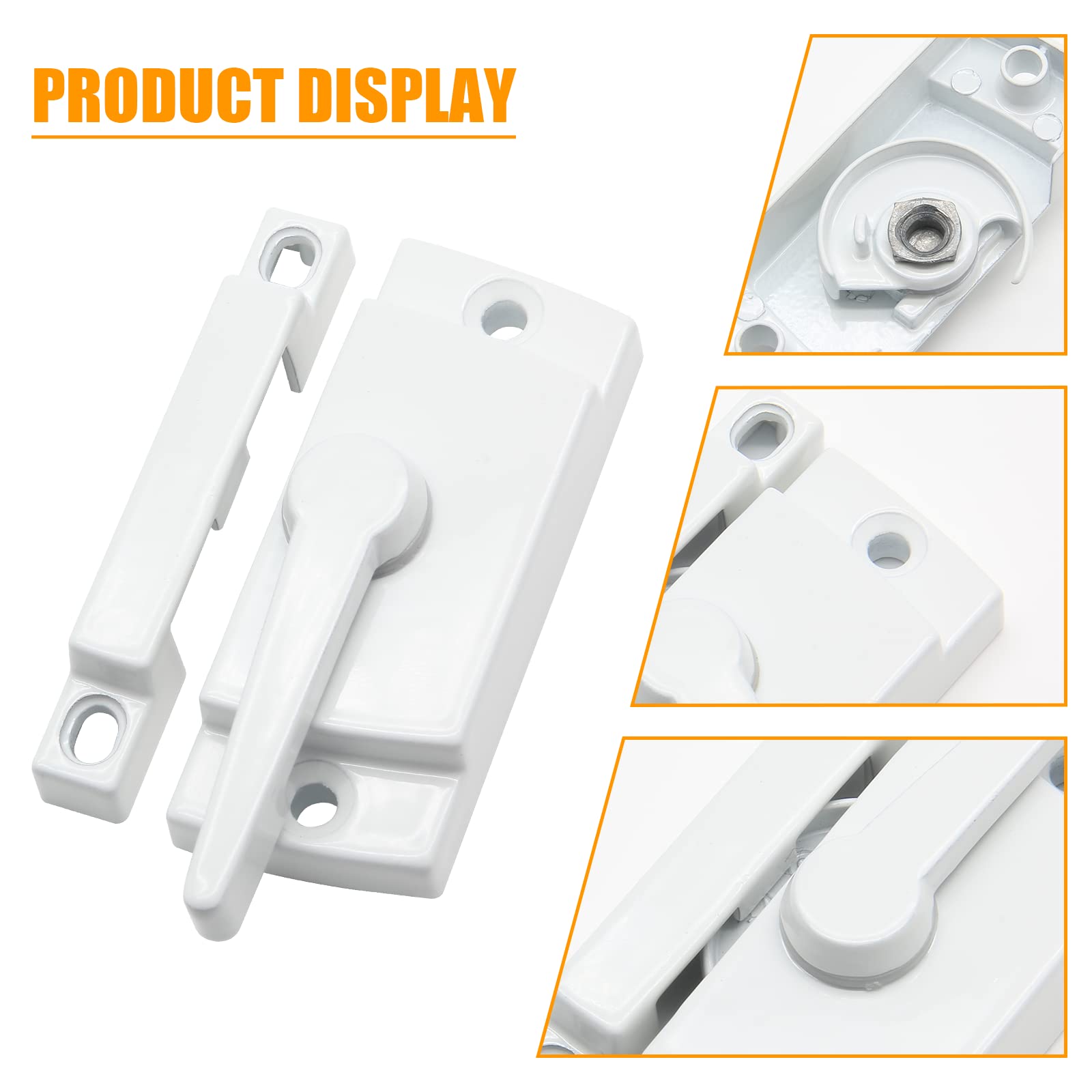 6 Pack Sliding Window Sash Locks - Cam Lock For Double Hung & Horizontal Windows, White - View #8