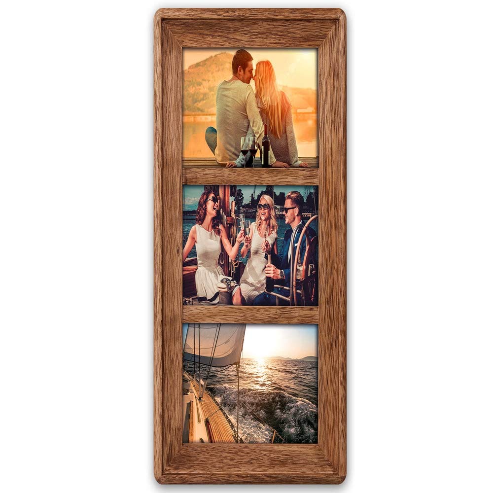 HOME & HOBBY Bilderrahmen Holz Collage 10x15 cm, braun, 3 Fotos, Aufsteller