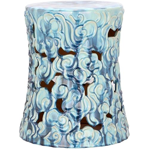 Safavieh Ocean Cloud Ceramic Decorative Garden Stool, 17.75", Blue