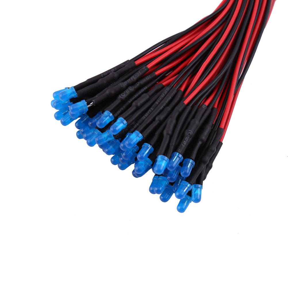 254/50# LED 3mm 12v Pré-câblé Bleu 50pcs - Pre Wired LED Blue 3mm - Foto 6