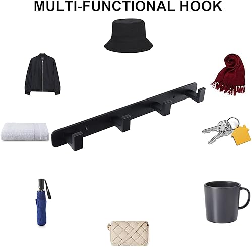 Miniatura 4 de Perchero de acero inoxidable resistente con 4 ganchos de tres abrigos, gancho de pared de almacenamiento montado en la pared, gancho de ropa