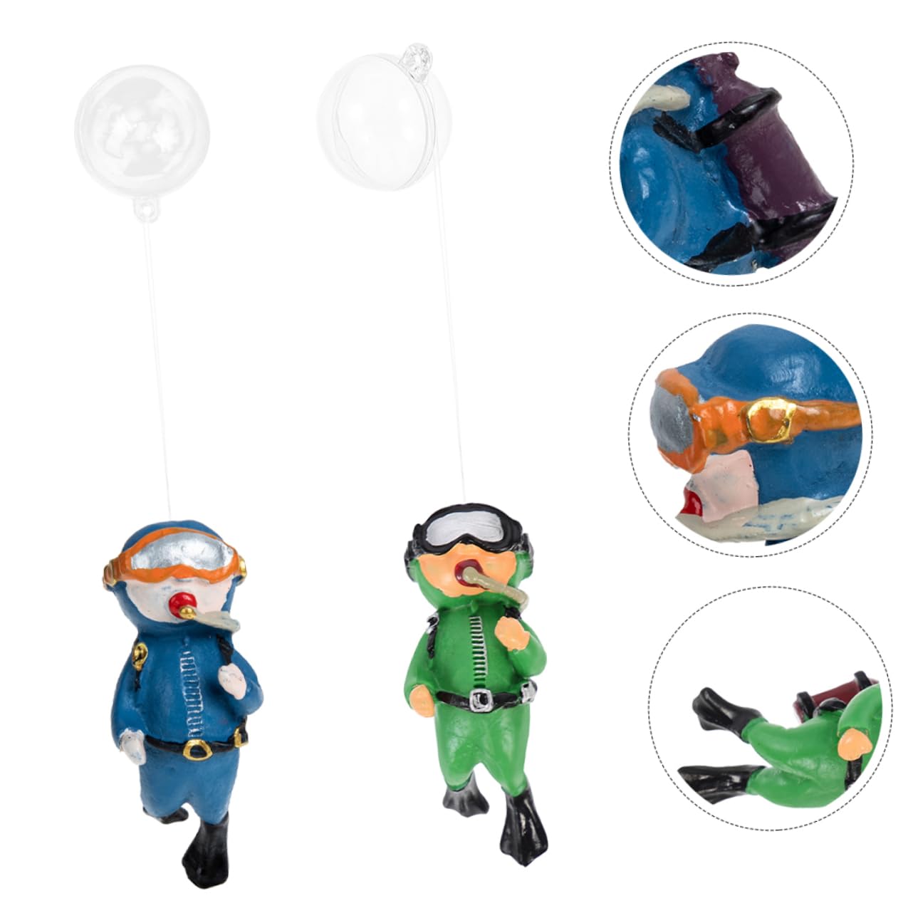 GLEAVI 5 Ensembles Décoration D'aquarium Plongeur Flottant D'aquarium Adorable Décor D'aquarium Petit Bulleur pour Aquarium Jolie Figurine De Plongeur PVC 2 Pièces * 5