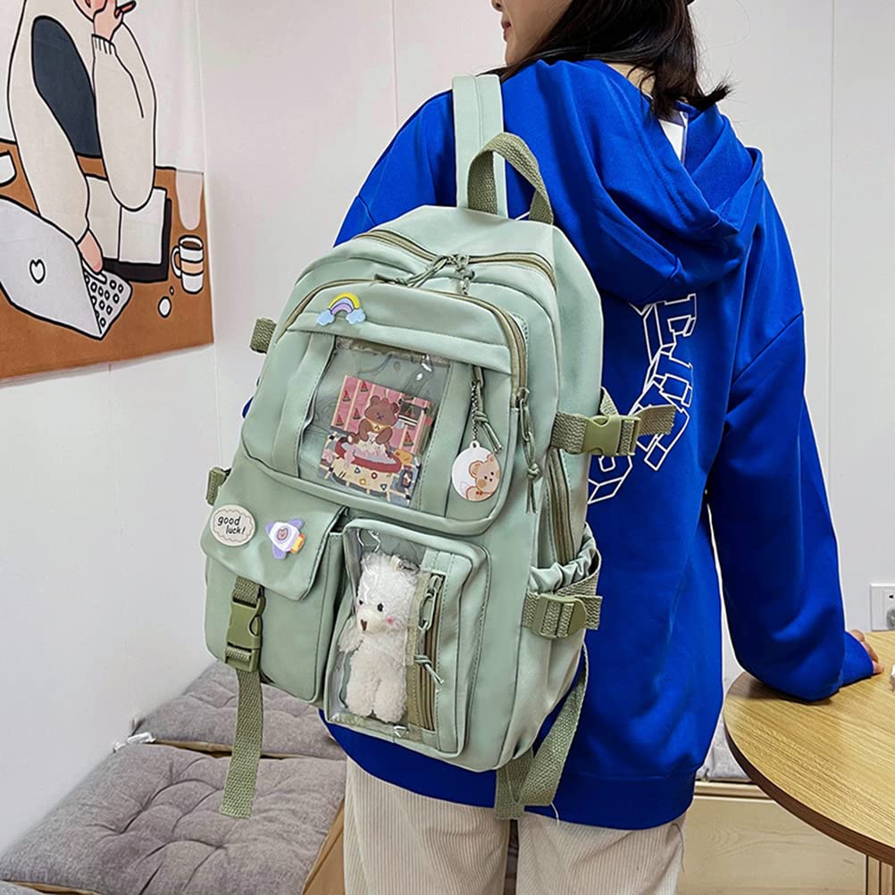 Kawaii - Mochila escolar con diseño de oso de osito, bonita mochila de gran capacidad y mochila japonesa con múltiples bolsillos para adolescentes
