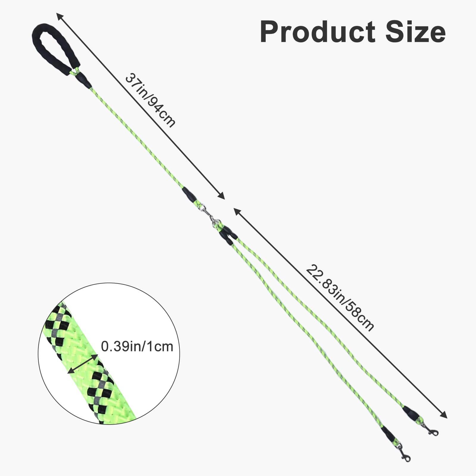 Double Dog Lead for Walking 2 Dogs No Tangle, Dual Leash Splitter with Double Ended Clips - Image 2