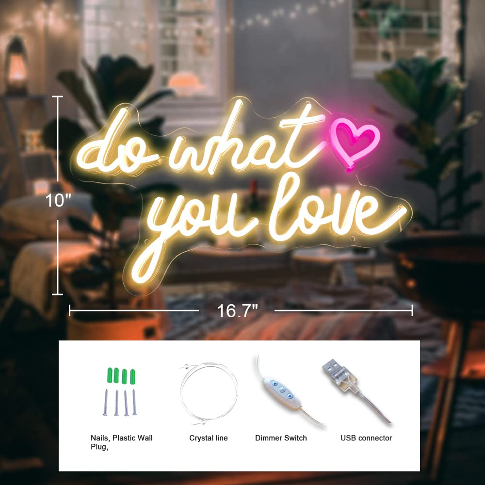 LED Neon Sign Do What You Love Neon Sign With Heart for Home Decor