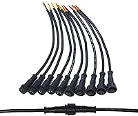 Vista 10 de 5 pares de conectores eléctricos LED de 2 pines negros para luces LED, cable de extensión de 20 cm, 40 cm/par, 0.3mm², tuerca de 15 mm