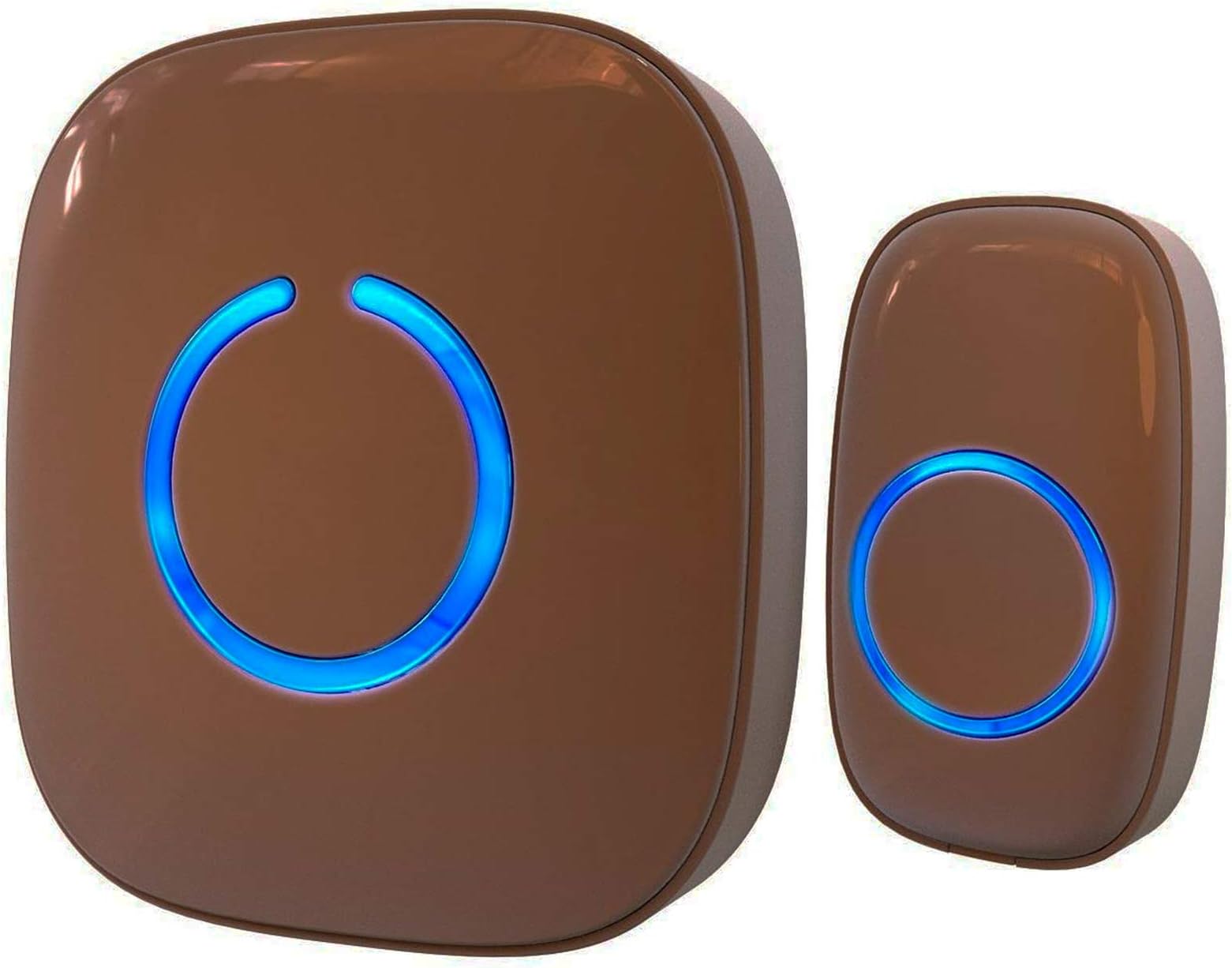 SadoTech Wireless Doorbells for Home, Apartments, Businesses, Classrooms, etc. - 1 Door Bell Ringer & 1 Plug-In Chime Receiver, Battery Operated, Easy-to-Use, Wireless Doorbell w/LED Flash, Brown