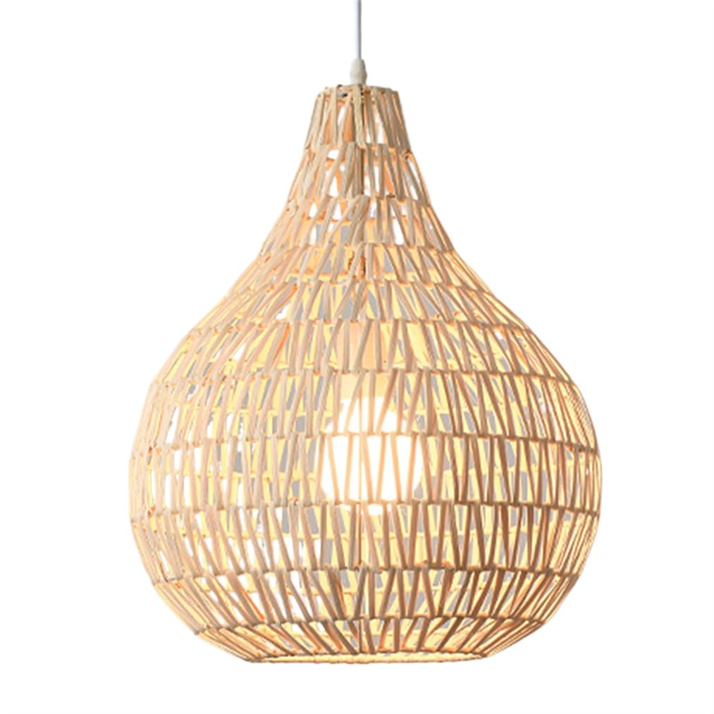 Lustres en osier naturel suspendus, abat-jour bambou salon style bohème