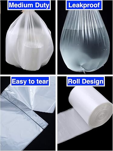 Miniatura 3 de ENK - 440 bolsas de basura pequeñas de 1.2 galones, bolsas de basura transparentes para baño, bolsas de basura de 1 galón para el hogar, la cocina y