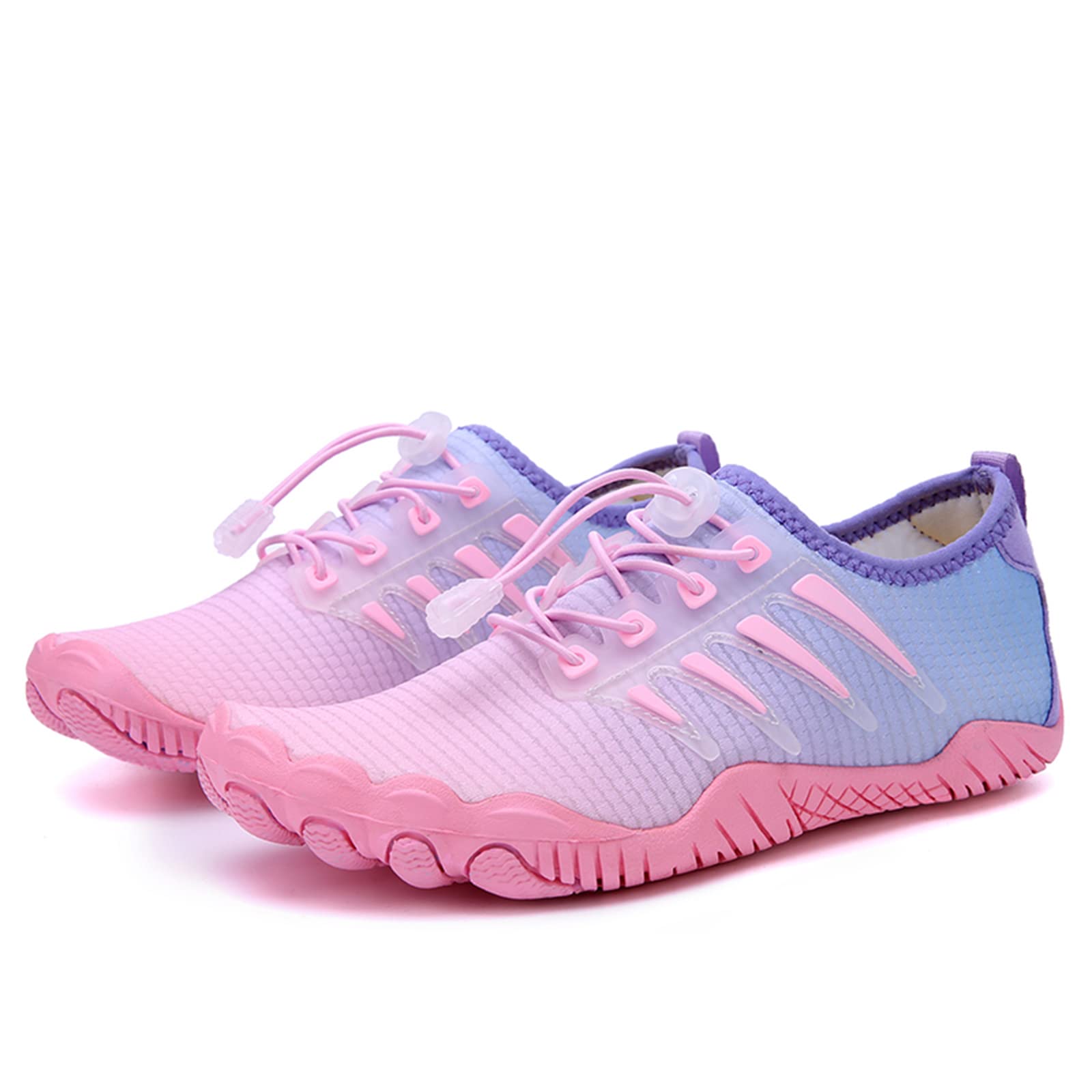 WateLves Waterschoenen Heren Badschoenen Dames Surfschoenen Sneldrogend Aquaschoenen Antislip Strandschoenen Zwemschoenen Licht Ademend Roze Paars 37 EU