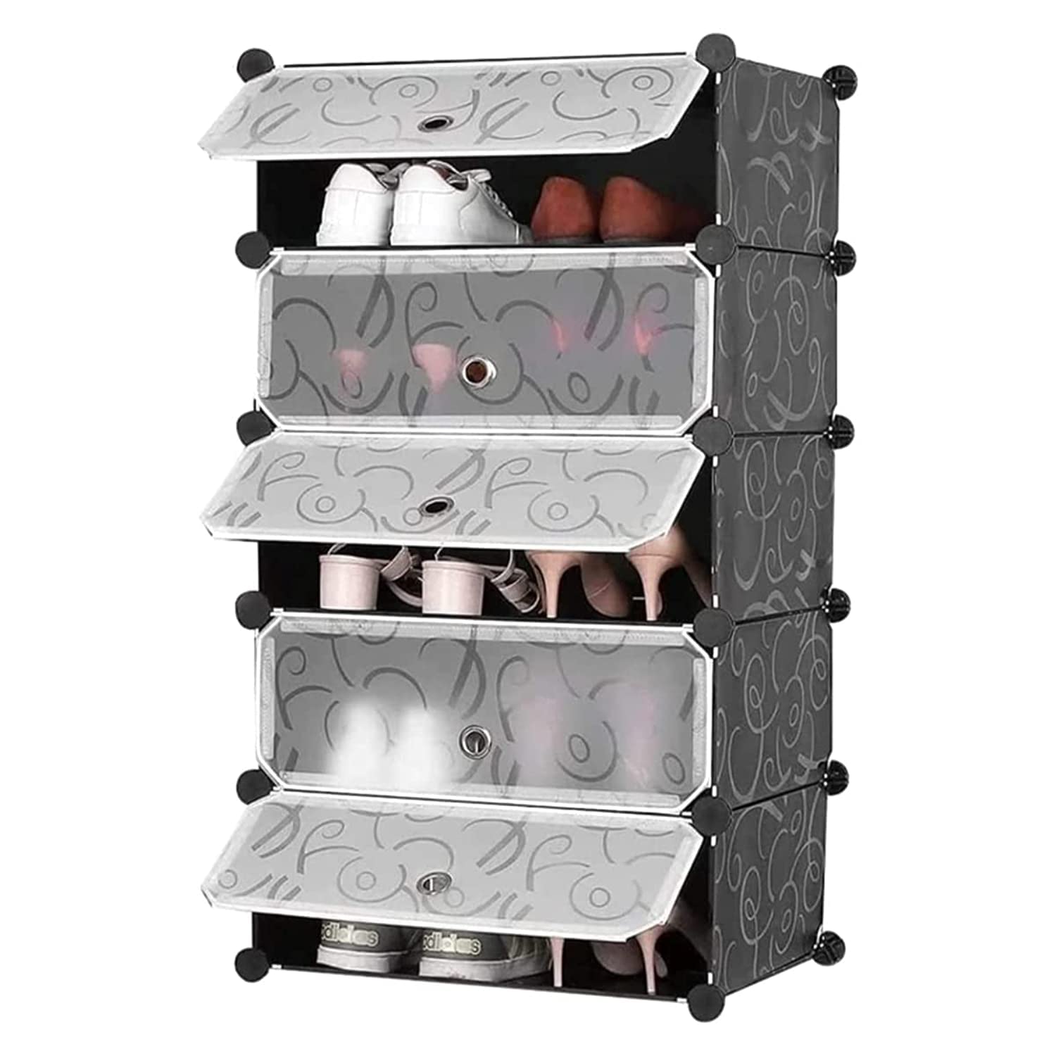 Dubai Gallery 5-Layer Modular Plastic Storage Organizer with Doors