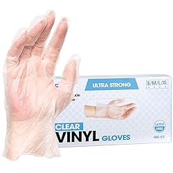 ForPro Disposable Vinyl Gloves, Clear, Industrial Grade, Powder-Free, Latex-Free, Non-Sterile, Food Safe, 2.75 Mil. Palm, 3.9 Mil. Fingers, Large, 100-Count