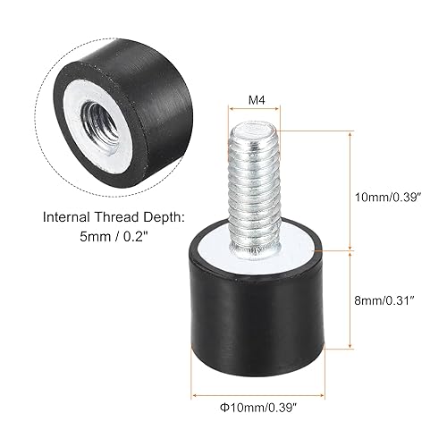 Miniatura 7 de uxcell Soportes de goma, 8 unidades M8 machohembra aislador de vibración, amortiguador, para motor de garaje, compresor de aire, bobinas de barco,