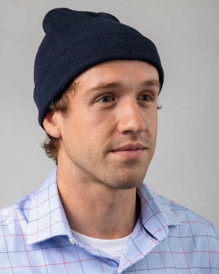 Knit Winter Beanie Hat Set, Pack of 5 Colors, Classic Cuffed Design, Multi-Color - Navy, Red, Olive, Gray, Black - Image 3